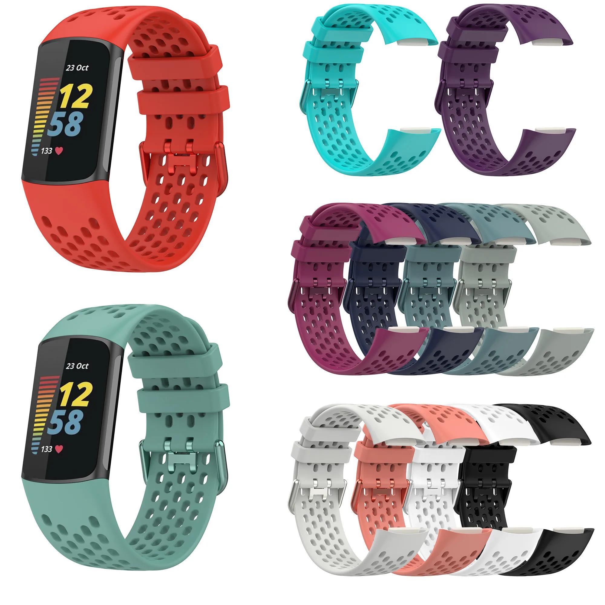 

1pc Men Women Sports Watch Strap for fitbit charge 5/ fitbit charge 6 Breathable Silicone Smartwatch Accessories s Uniform size
