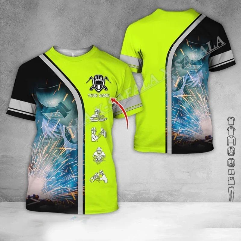 Stromleitungsmonteur Schweißer LKW-Fahrer Mechaniker Elektriker LKW 3D-Druck T-Shirt Herren Oberteil T-Shirt Nicht-Arbeitskleidung Cosplay Sicherheitsuniform