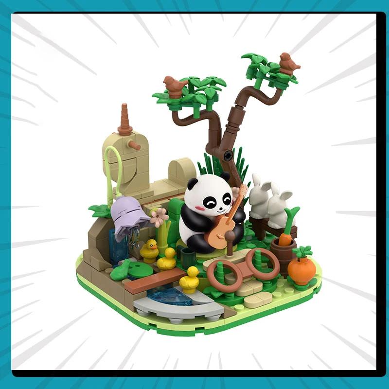 Cute Panda Building Blocks Zoo Landscape Assembly Model Bricks Creative Desktop Decoration Children's Christmas DIY Toys Gifts
