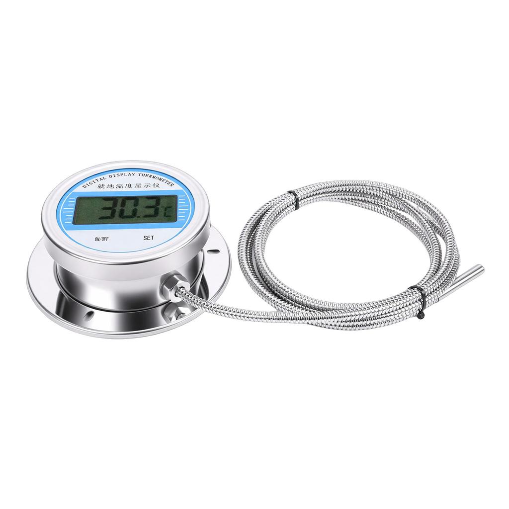 Digitales Thermometer mit 2M Gewindesonde Edelstahl-Temperaturmesser für Kochherdrohr Industrielle Nutzung -50 bis 200℃