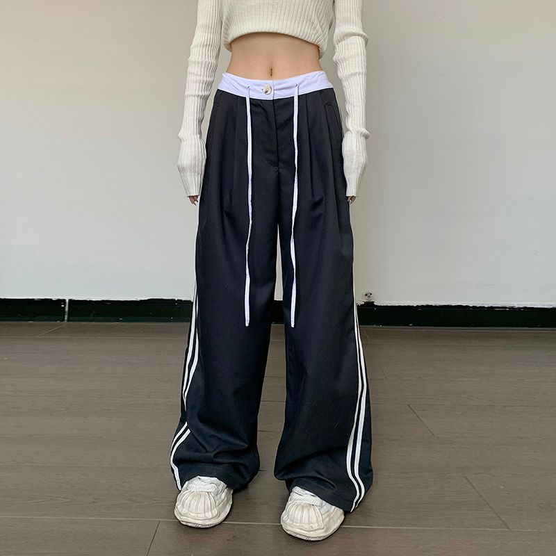 Preppy Style Autumn Sexy High Waist Stripes Suit Pants