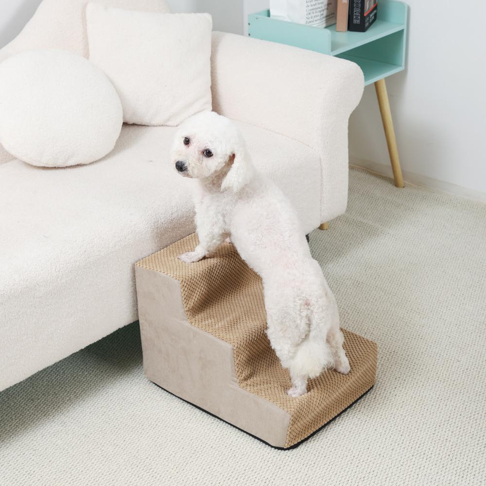 3 Step Stair Dog/Cat Ramp Ladder Washable Pet Stairs with Removable Cover Memory Foam Sponge Dogs Pet Ramp Stairs Pet Supplies
