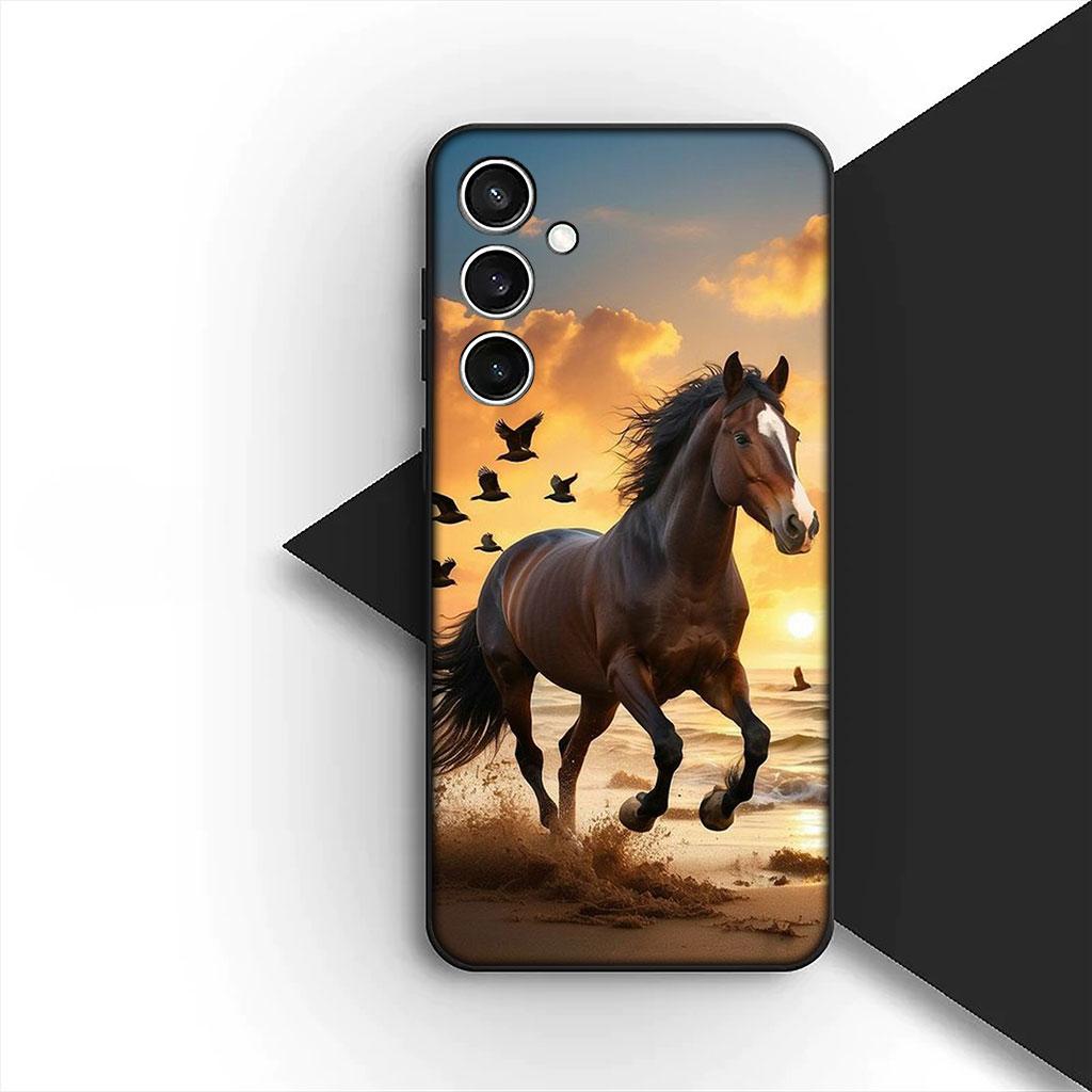 Phone Cover for Samsung Galaxy S25 S24 S23 FE Ultra Plus S7 Edge S25+ S23+ A56 5G Casing Soft Case Running Wild Horse Wallpaper