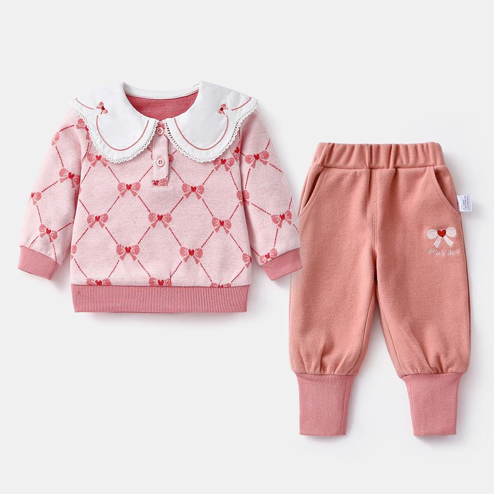 

2025 Весна/Осень Милый детский комплект-двойка для девочек: Свитшот с длинным рукавом и брюки (3813) Tag 110