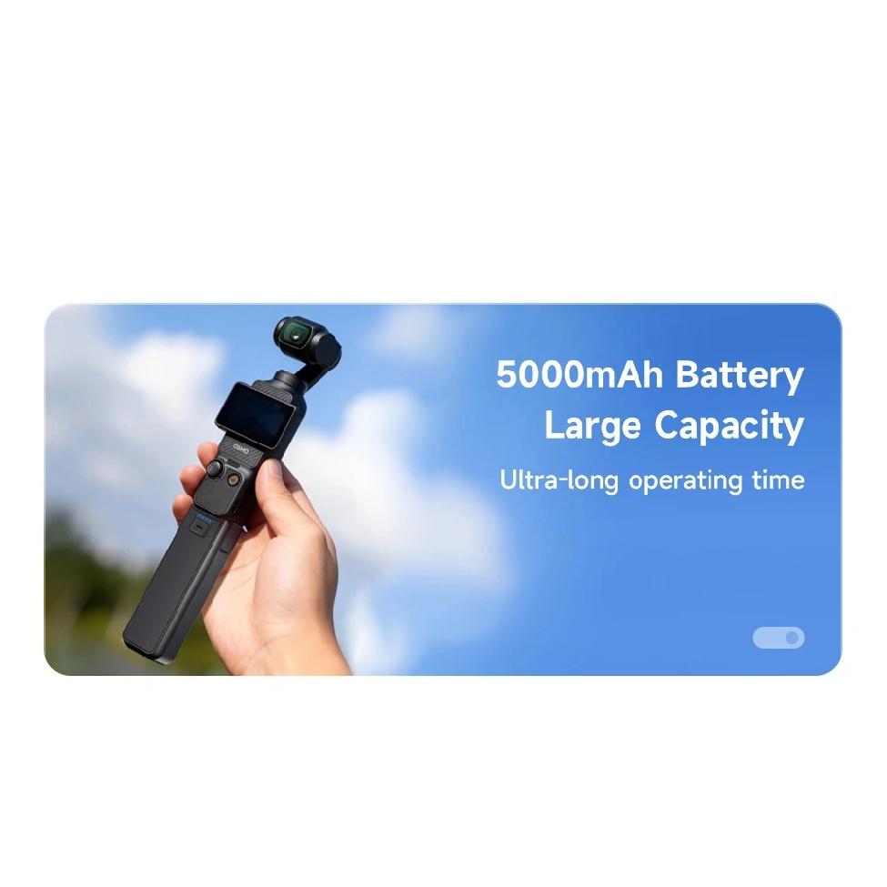 Акумуляторна ручка високої ємності 5000 мАг для DJI Osmo Pocket 3, Швидкозаряджувана ручка-акумулятор з різьбою 1/4" знизу для Pocket 3