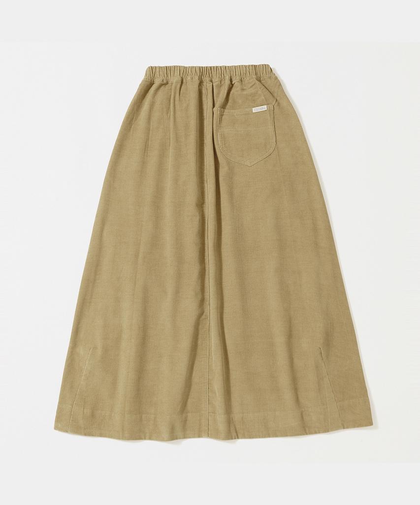 COLUMBIA UNIVERSITY Trajan Label All-Round Corduroy Pleats Long Skirts_Beige