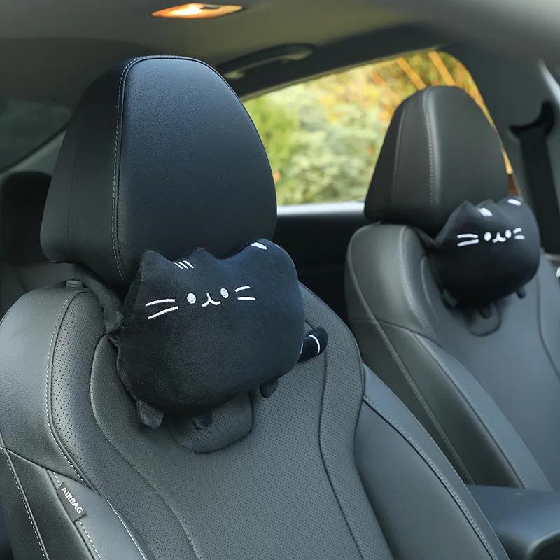 Creative Cartoon Cute Cat Auto Car Seat Head Neck Rest Cushion Headrest Pillow Plush Pad Car Safety Pillow Car Accessories