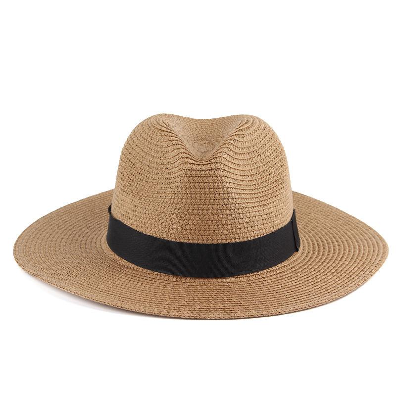 Unisex Summer Travel Straw Beach Fedora Hat with Sun Protection