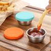 304 Stainless Steel Sauce Cup with Sealed Lid Salad Tomato Dressing Small Dipping Saucer Bowl Sushi Bento Condiment Containers