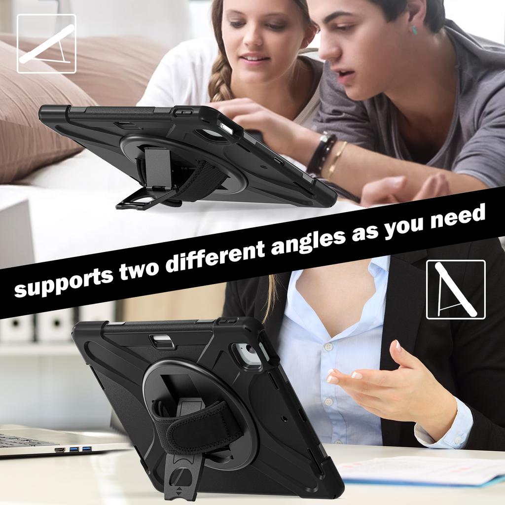For iPad Air 11 (2025)/(2024) Case with Shoulder Strap TPU+PC+Silicone Kickstand Tablet Cover