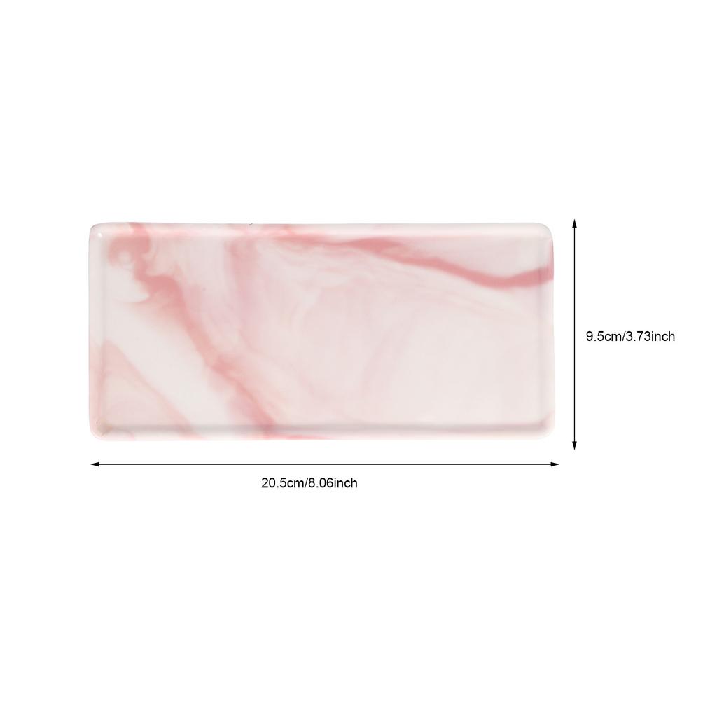 Elegant Stone Texture Ceramic Tray Multifunctional Bathroom Vanity Tray Desktop Organizer Toiletries Storage Decorative