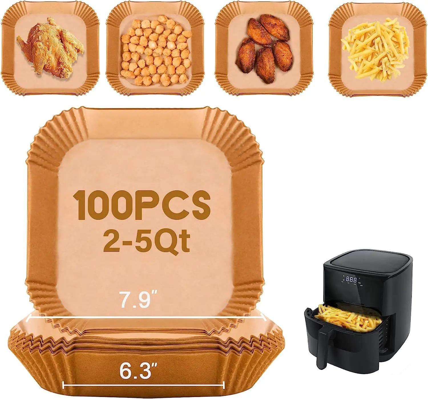 

100 шт./компл. одноразовая бумага для фритюрницы, пароварка для чизкейка, 5-8 кварт, 6,3 и 8 дюймов для фритюрницы, аксессуары для фритюрницы, бумага для выпечки 16cm 6.3 inch