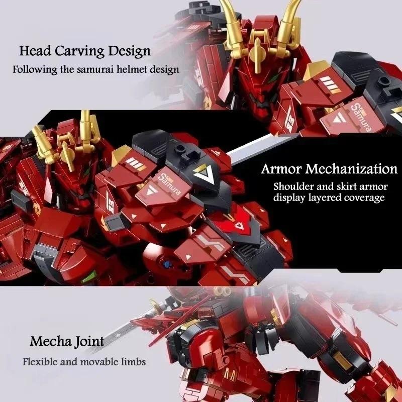 Ungiftig 923 Teile Flammenkrieger Mecha Bausteine Gepanzertes Mech Bewegliche Gelenke Figur Modell Steine Schreibtisch Deko Kinder DIY Spielzeug Geschenke