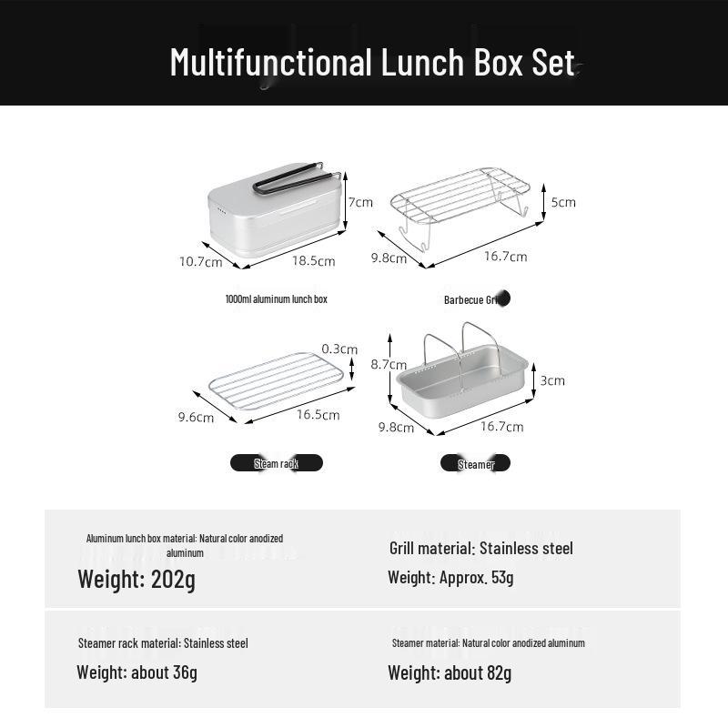 CLS Camping Multifunctional Aluminum Outdoor Bento Box: Portable Cooking, Steaming, and Lunch Solution for Hiking and Fishing