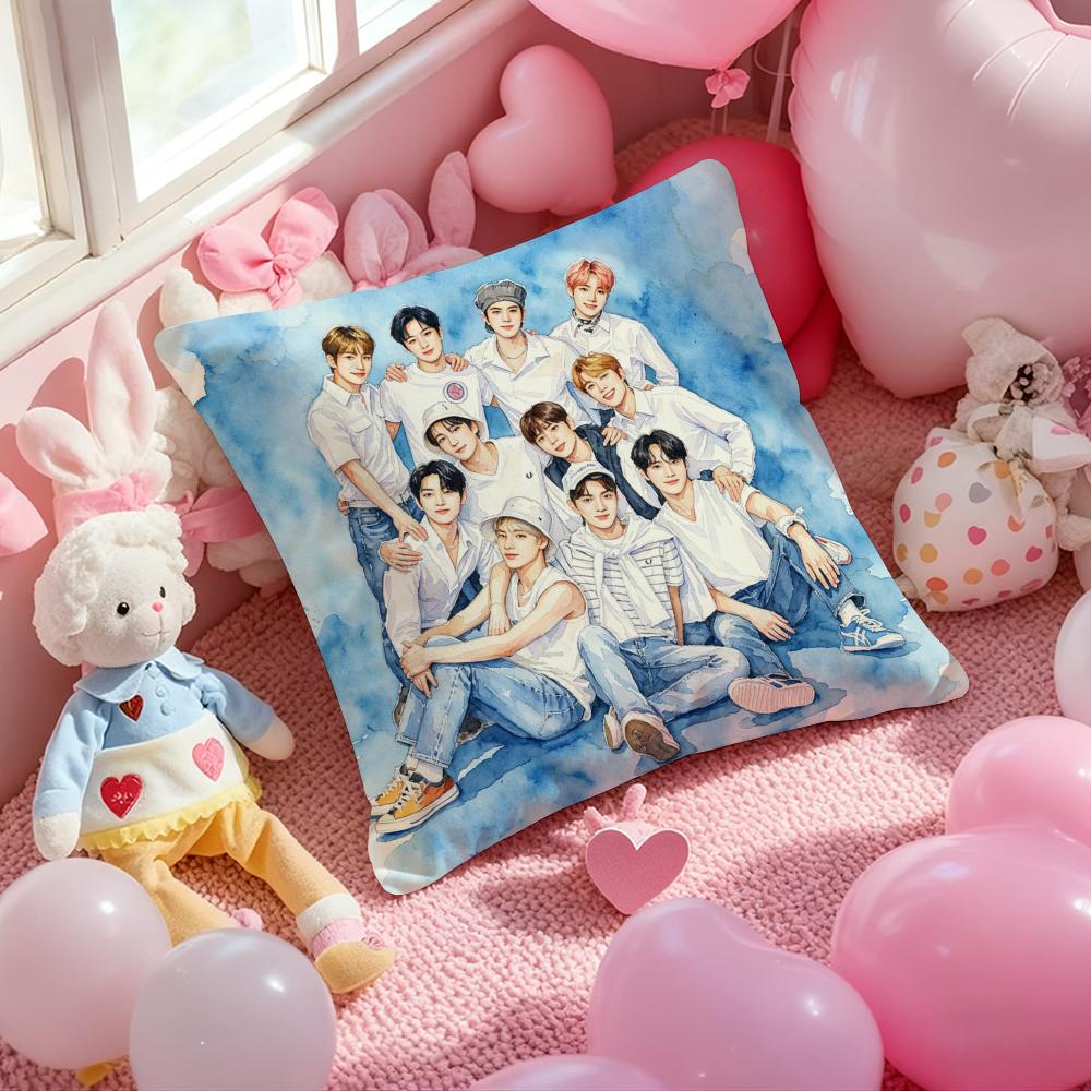 Kpop TTHE BOYZSS Cushion Cover Pattern Printed Pillowcase for Living Room Sofa Cushion Cover Bedroom Decor