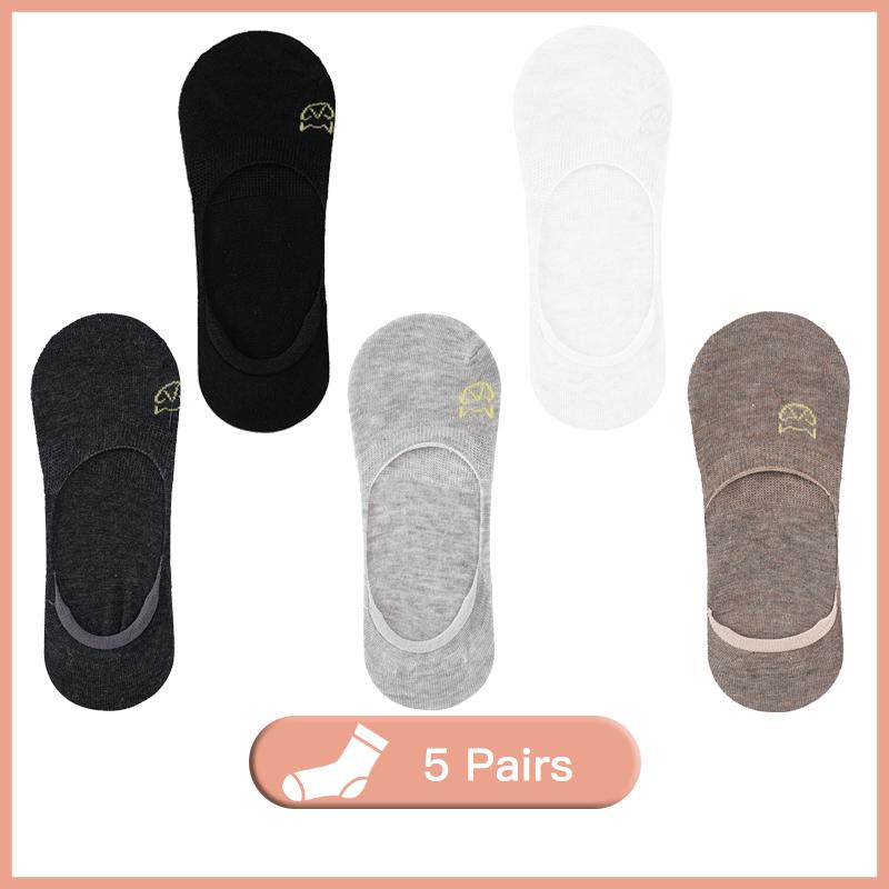 5Pairs/Lot Women Silicone Non Slip Invisible Socks Summer Solid Color Low Cut Boat Sock Female Cotton No Show Slipper Socks