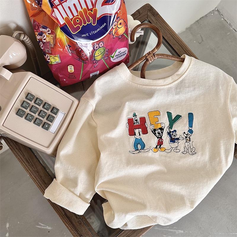 Versatile Children's Long Sleeve Cartoon T-shirt for Boys & Girls - Stylish Base Layer for Spring & Autumn
