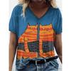 Summer V-neck Funny Cat Pattern 3D Printed Top Fashionable Casual Short Sleeved Women's T-shirts