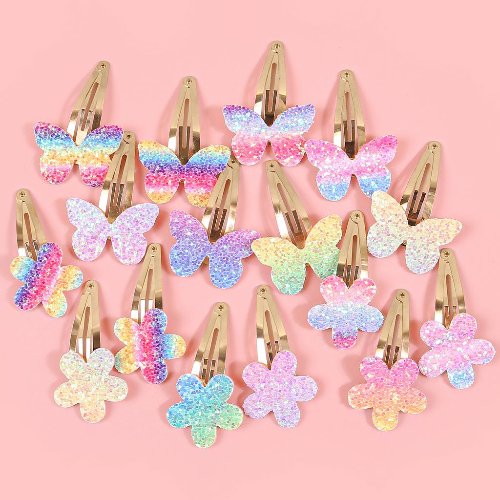 8pcs Cute Butterfly Hair Clips for Girls Rainbow Flower Barrettes Clips Alloy Snap Hair Clip Hairpins Kids Hair Accessories