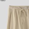 INCERUN Men's Zip-up Waist Casual Pleated Trousers Loose Wide Leg Pants with Belt Slacks