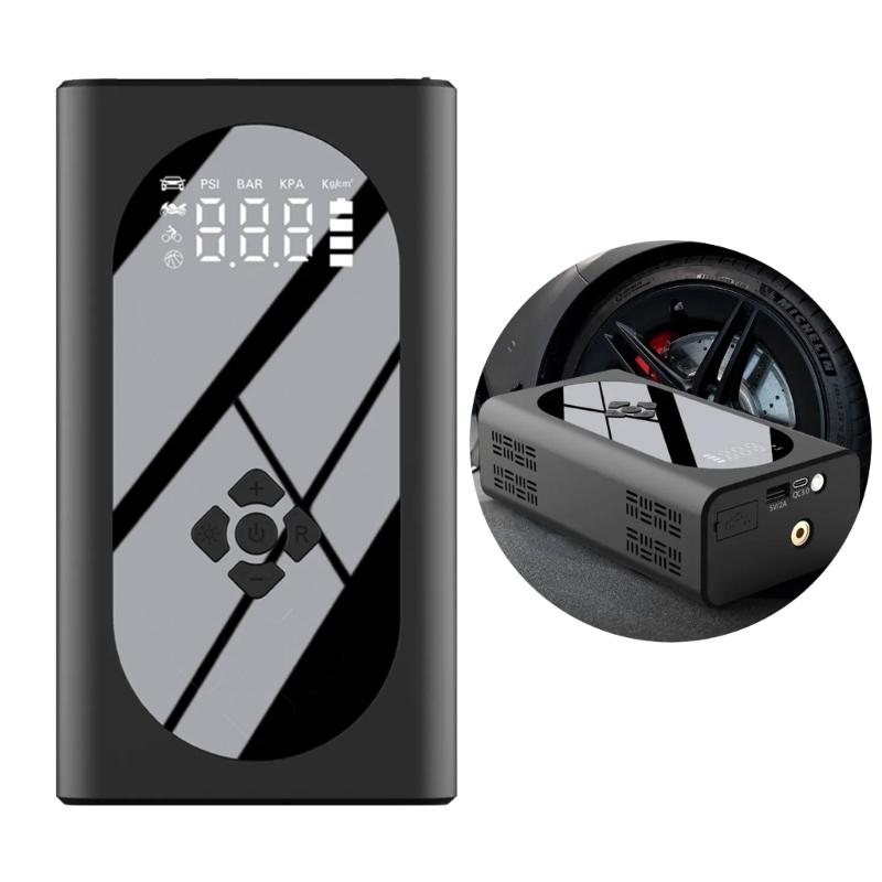 Car Jump Starter Air Compressor Wireless Tire Inflator Pump Digital Tire Inflator Automotive Starting Device with Light