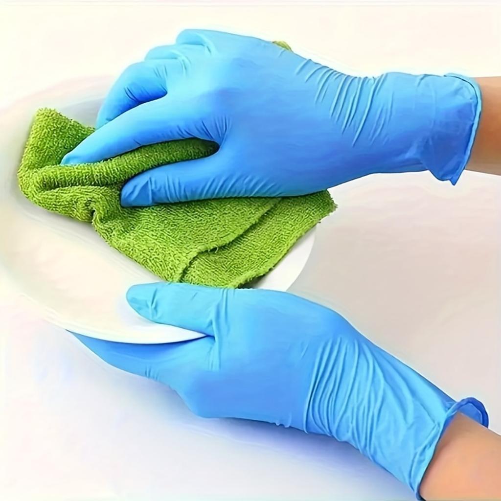 100 Blue Disposable Nitrile Gloves - Super Durable, Waterproof and Oil Resistant, Suitable for Cleaning, Dyeing, Pet Bathing, Non-medical,  Gloves