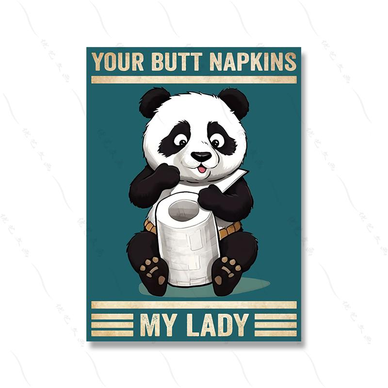 Your Butt Napkins Pig Lady Funny Humorous Retro Bathroom Wall Art Poster Print Toilet Animal Canvas Painting Room Home Decor
