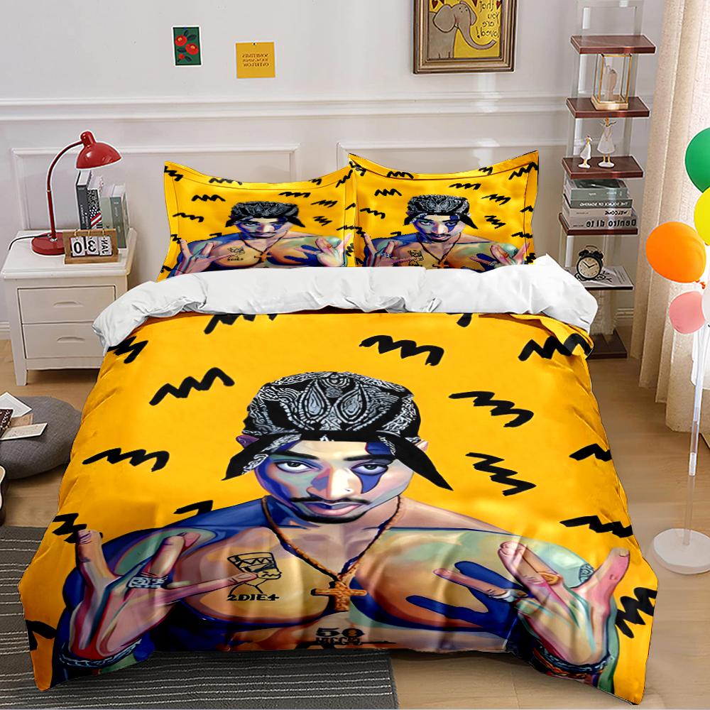 Hip-Hop Portrait on Yellow Bedding Set Bedding set (1 duvet cover, 2 pillowcases, duvet not included)