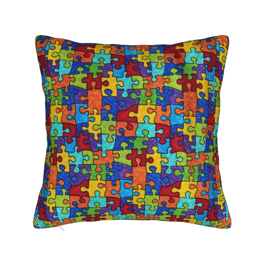 Autism Awareness Blue Puzzle Piece Pattern Pillow Case Graphic Pillow Cover For Sofa Bedroom Home Decor Fashion Pillowcases
