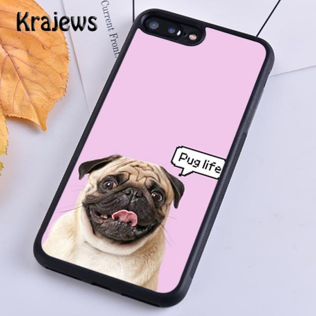 Krajews CUTE PUPPY PUG DOG MOPS Phone Case Cover For iPhone 14 5 6s 7 8 Plus X XR XS 11 12 13 Pro Max Samsung S21 S22ultra Plus