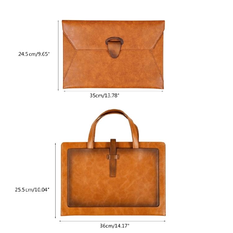 Document Storage Bag Leather Laptop Sleeve Leather Buckle Lock for Office