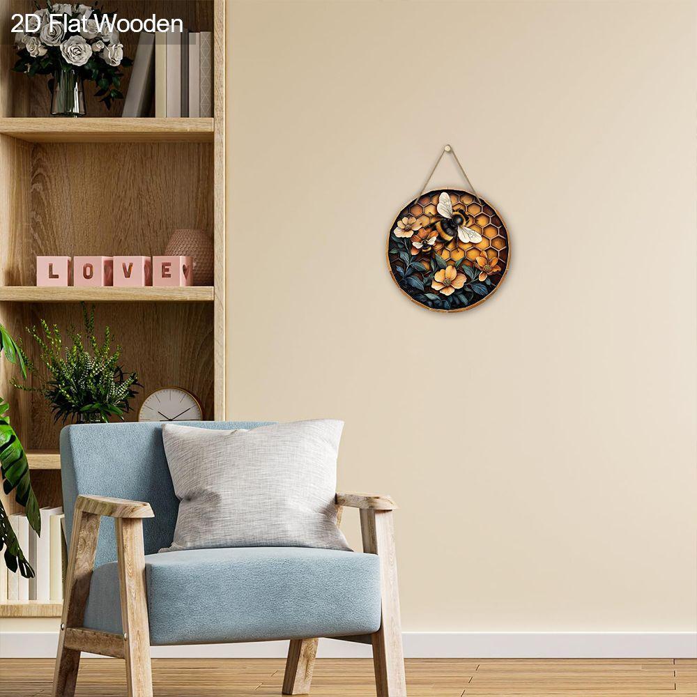 Garden Decoration, Wooden Hanging Decorative Signs, Bee Patterns, 2D Graphic Products, Housewarming Gifts for Friends