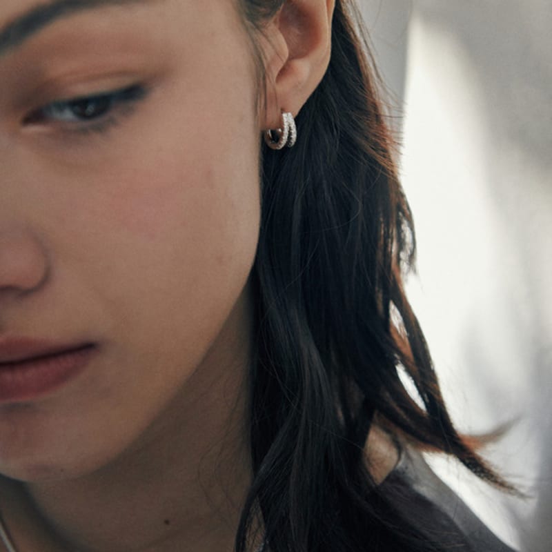 

green [925 silver] Two.silver.205 / thick link dew earring silver