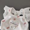 Bow Print Dog Pajamas Flying Sleeve Wrap Belly Suit Pet Apparel Summer Pet Vest  Puppy Wear