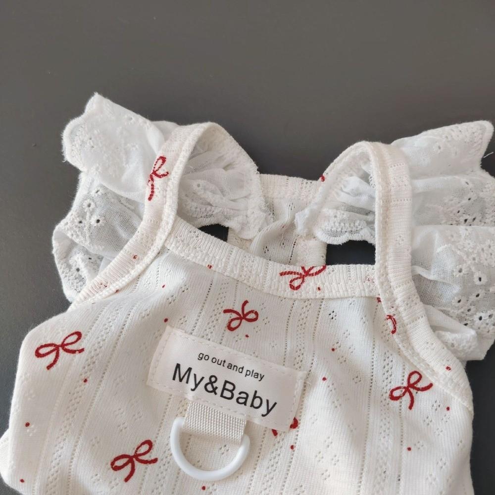 Bow Print Dog Pajamas Flying Sleeve Wrap Belly Suit Pet Apparel Summer Pet Vest Puppy Wear