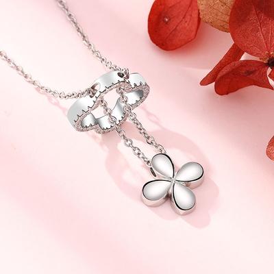 Collier Trèfle à Quatre Feuilles Femme Pendentif de Luxe Léger Deux-en-un Deux en Un