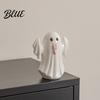 Gift for Halloween Party Light Up Ceramic Ghost Figurines Decor Cute White Statue Decorative Sculpture with Pink Tongue LED Night Home Table Office