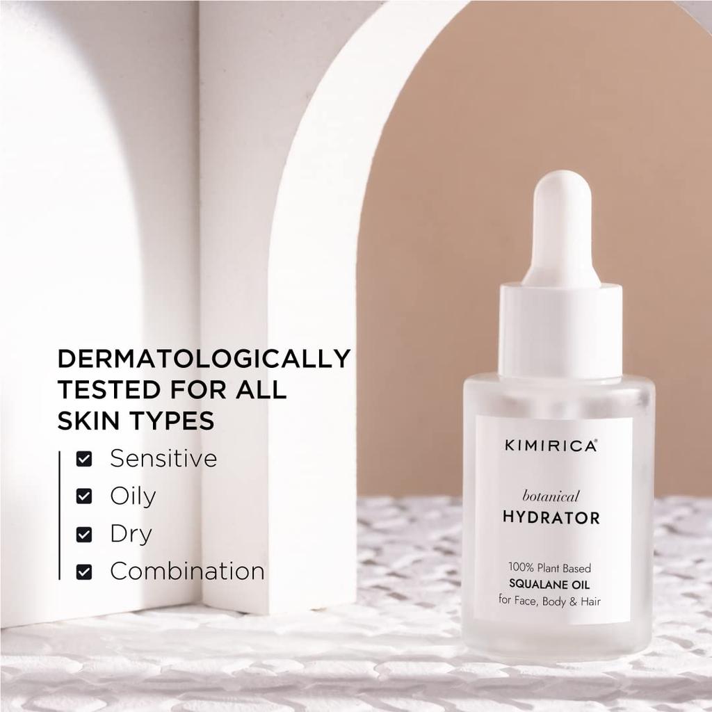 Kimirica Squalane Oil, 100% Plant-based Botanical Hydrator for Face, Body and Hair, 30 Ml