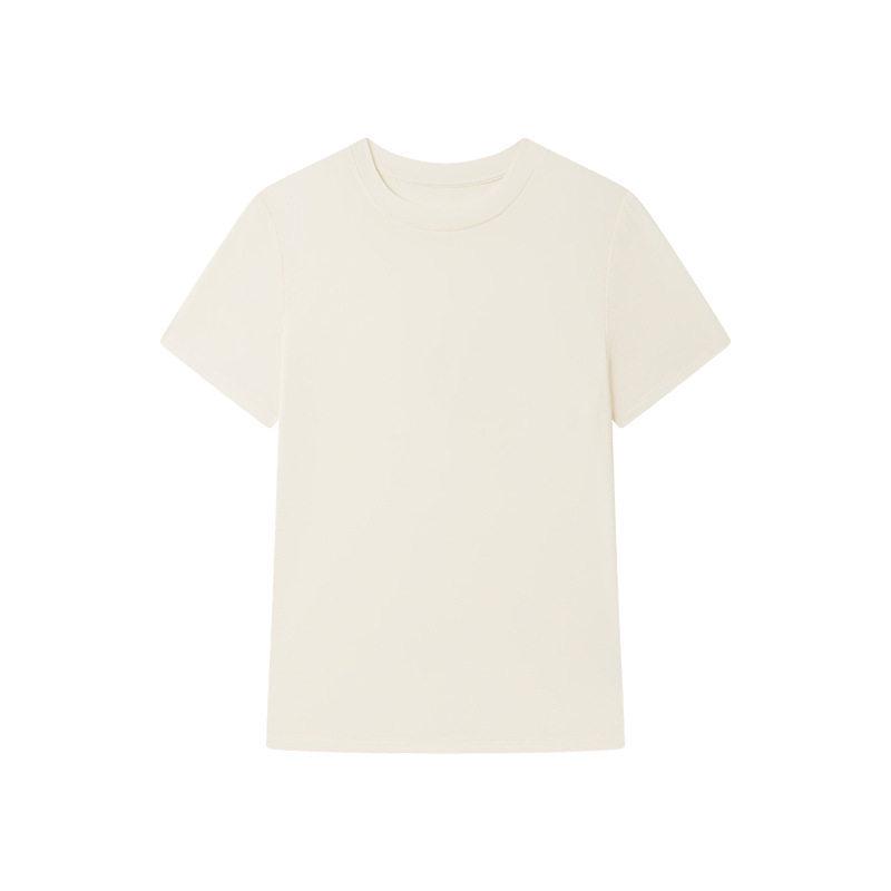 

Creamy Cloud Women s Short Sleeve Round Neck T-Shirt - Soft Silk Wool Modal, High Stretch, Spring/Summer Collection, H030714. Medium