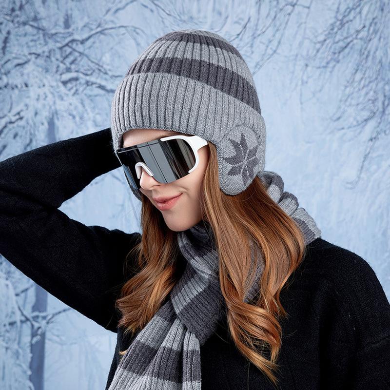 Wintermütze Schal Anzug Herren Damen Outdoor Winddicht Ohrenschutz Pullover Kaschmir Warm Gestrickte Wollmütze