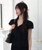 KIIMUIR (Women) Button Cap Sleeve Short Sleeve Blouse_Black