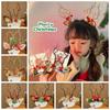 Plush Children Deer Antler Hair Clip Bowknot Christmas Hat Headabnd Lovely Elk Hair Clip  Girls