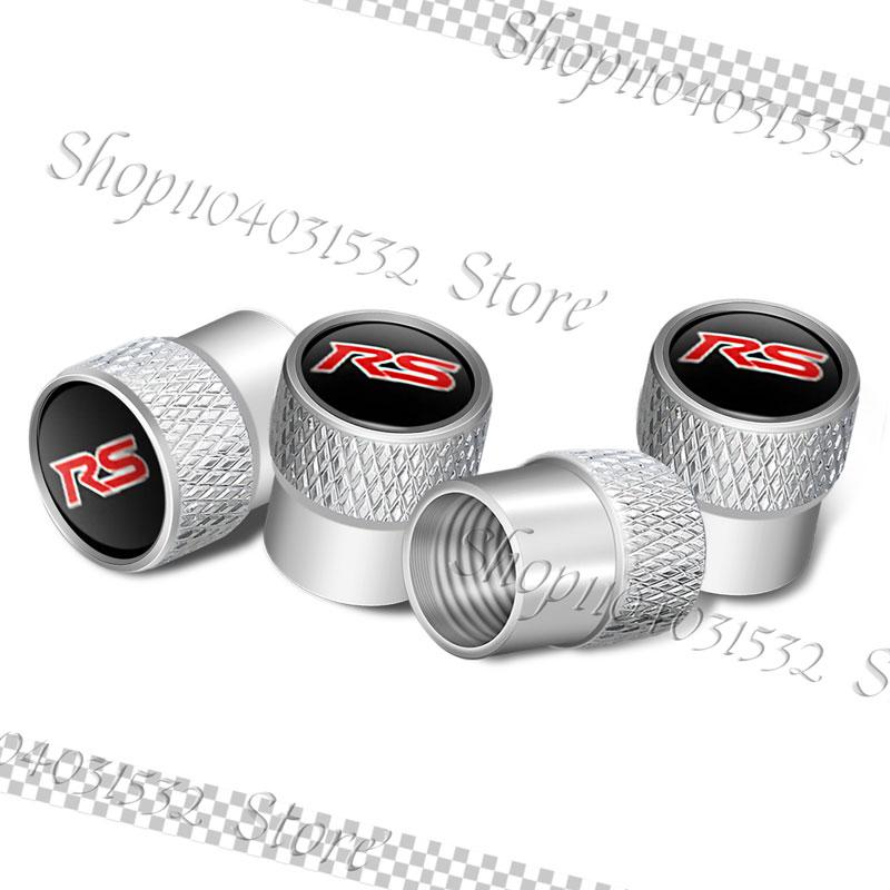 4Pcs Metal Alloy RS Logo Emblem Car Wheel Tire Valve Caps Stem Dust Cover For Chevrolet Captiva Trax Malibu Cruze Accessories