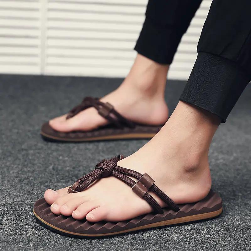 Fashion Beach Slides Roman Flip Flops Shiatsu Men's Shoe Adult Designer Luxury Mascullino Clappers 2025 Pvc Trend Elegant Male Slipper