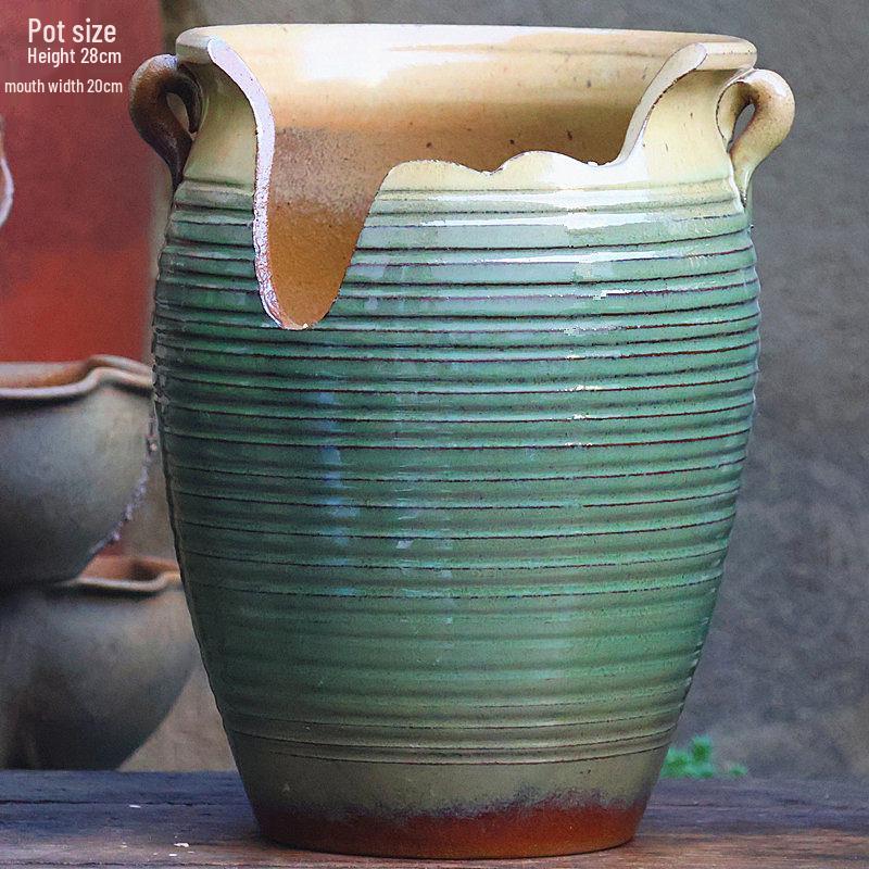 Handmade Large Purple Clay Ceramic Pot for Succulents and Bougainvillea – Breathable, Coarse Pottery Design for Living Room.