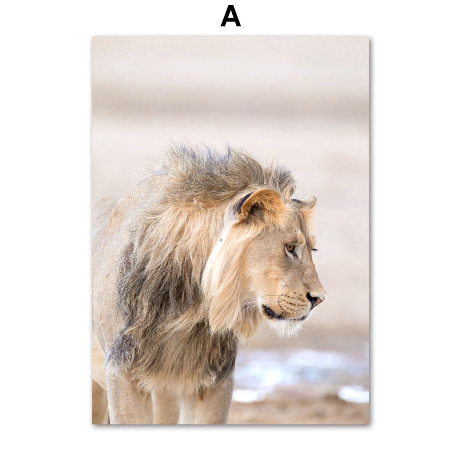 

Слон Лев Тигр Одуванчик Настенная Живопись Холст Картина Бежевый Африканский Савана Животные Плакаты И Принты Для Гостиной Домашний Декор 21cm×30cm NoFrame