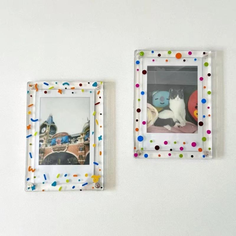 Magnetic 3 Inch Photo Frame Refrigerator Sticker Star Wave Dot Pattern Fridge Magnet for Holiday Souvenir Display