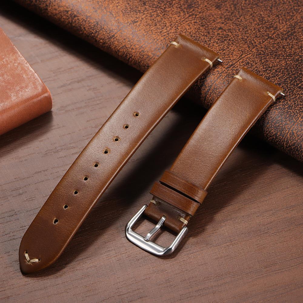 18mm 20mm 22mm Stisching Cowhide Watchbands Men Women Soft Calfskin Business Watch Straps Vintage Brown Black Bracelet Wristband