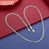 925 Sterling Silver 4mm Simple Side Chain Necklace - Banquet Gift Jewelry