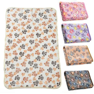 Soft Cat Dog Warm Blanket For Small Large Dogs Cats Fluffy Paw Print Pet Mattress Cozy Travel Car Blankets Yorkshire Bed Mat